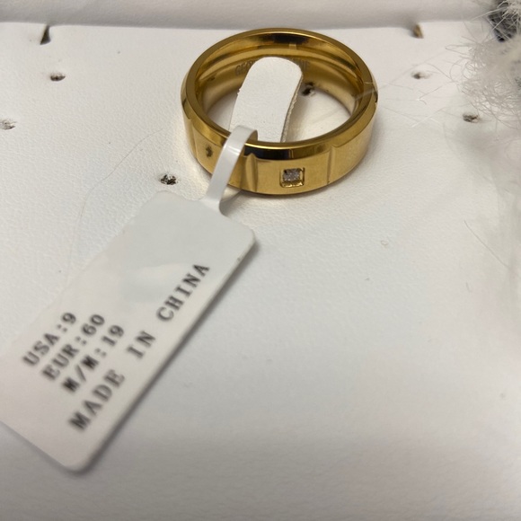 Geoffrey Beene Men's Gold Stainless Steel Ring, with Cubic Zirconia - Picture 2 of 3